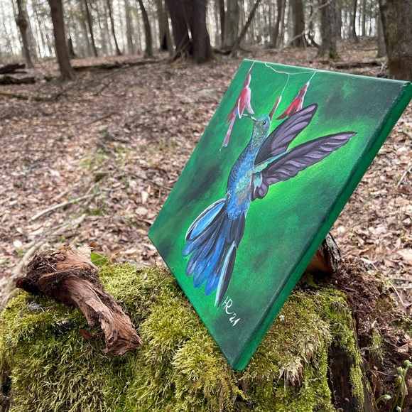A set of two "hummingbird" paintings by Hana - Picture 3 of 13